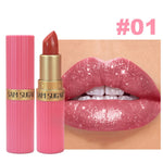 Pearlescent glitter lipstick product photo